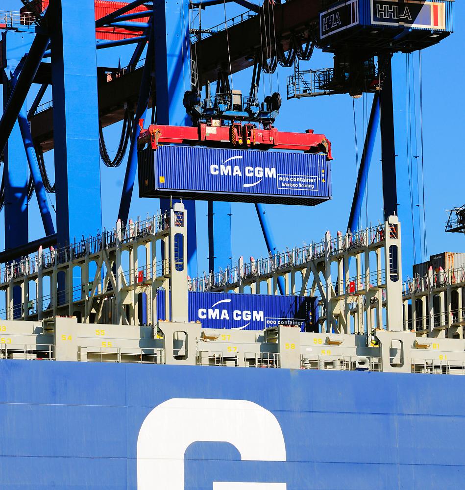 2078_1068-b Entladung des Containerfrachters CMA CGM CHRISTOPHE COLOMB im Hamburger Hafen. | Container Terminal Burchardkai CTB